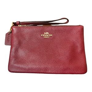 Coach Maroon Red Leather Wristlet